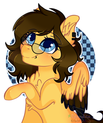 Size: 2100x2500 | Tagged: safe, artist:2pandita, oc, oc only, pegasus, pony, colored wings, female, glasses, high res, mare, multicolored wings, solo, wings
