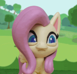 Size: 443x425 | Tagged: safe, screencap, fluttershy, pony, g4.5, my little pony: stop motion short, animated, cropped, female, gif, solo, stop motion
