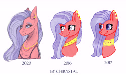 Size: 7874x4724 | Tagged: safe, artist:chrystal_company, oc, oc only, earth pony, pony, bust, ear piercing, earring, earth pony oc, female, jewelry, mare, necklace, pearl necklace, piercing, redraw, smiling