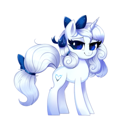 Size: 865x868 | Tagged: safe, artist:confetticakez, oc, oc only, oc:chauvire, pony, unicorn, bow, cute, female, looking at you, mare, simple background, solo, white background