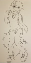 Size: 1934x3976 | Tagged: safe, artist:punk-pegasus, oc, oc only, oc:naveen numbers, pegasus, anthro, anthro oc, commission, female, solo, traditional art