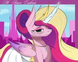 Size: 3620x2884 | Tagged: safe, artist:therealf1rebird, princess cadance, alicorn, pony, g4, crystal empire, crystal horn, curved horn, female, high res, horn, looking at you, mare, solo, wings