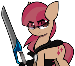Size: 453x400 | Tagged: safe, alternate version, artist:darksoma, oc, oc only, oc:mira star, earth pony, pony, exclusive, simple background, solo, species:darksider, sword, the darksiders, thin lineart, transparent background, weapon