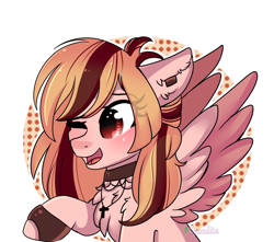 Size: 1500x1328 | Tagged: safe, artist:2pandita, oc, oc only, pegasus, pony, female, mare, one eye closed, solo