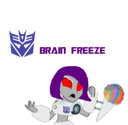 Size: 720x707 | Tagged: safe, artist:electrahybrida, oc, oc:brain freeze, cybertronian, equestria girls, g4, my little pony equestria girls: better together, x marks the spot, crossover, decepticon, parent:megatron, show accurate, show accurate transformer, snow cone, transformers, transformers canterlot division