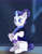 Size: 2149x2763 | Tagged: safe, artist:pozya1007, rarity, pony, unicorn, g4, alternate timeline, female, high res, magic, mare, night maid rarity, nightmare takeover timeline, sitting, solo