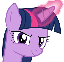 Size: 2386x2336 | Tagged: safe, artist:slb94, twilight sparkle, pony, g4, high res, looking at you, magic, simple background, smiling, smirk, solo, this will not end well, transparent background, vector