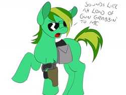 Size: 1600x1200 | Tagged: safe, artist:aftercase, oc, oc only, oc:trigger, pony, gun, phonepones, solo, weapon