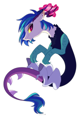 Size: 2600x4000 | Tagged: safe, artist:yaco, dj pon-3, vinyl scratch, draconequus, g4, draconequified, female, glowing horn, horn, magic, simple background, solo, species swap, transparent background
