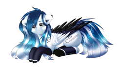Size: 2560x1440 | Tagged: safe, artist:hicoojoo, oc, oc only, oc:marie pixel, pegasus, pony, female, mare, prone, solo, two toned wings, wings
