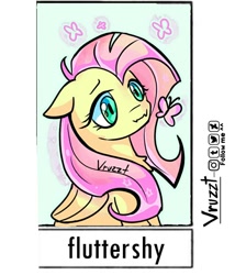 Size: 960x1122 | Tagged: safe, alternate version, artist:vruzzt, fluttershy, butterfly, pegasus, pony, g4, bust, female, mare, signature, smiling, solo
