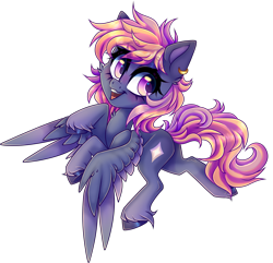 Size: 2977x2874 | Tagged: safe, alternate version, artist:_spacemonkeyz_, oc, oc only, pegasus, pony, :d, background removed, ear piercing, earring, high res, jewelry, pegasus oc, piercing, simple background, smiling, solo, transparent background, unshorn fetlocks, wings