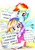 Size: 2234x3228 | Tagged: safe, artist:liaaqila, rainbow dash, oc, oc:qilala, human, pegasus, pony, equestria girls, g4, :p, advertisement, colored pencils, commission, cute, dashabetes, dialogue, duo, eye clipping through hair, female, flying, high res, looking at you, mare, milestone, ocbetes, pencil, sign, sitting, smiling, spread wings, tongue out, traditional art, wings