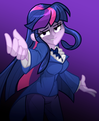Size: 1800x2200 | Tagged: safe, artist:geraritydevillefort, twilight sparkle, the count of monte rainbow, equestria girls, g4, beckoning, clothes, female, mondego, monsparkle, smiling, smirk, solo, the count of monte cristo