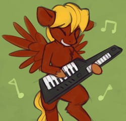 Size: 1138x1091 | Tagged: safe, artist:marsminer, oc, oc only, pony, bipedal, keytar, music notes, musical instrument, solo