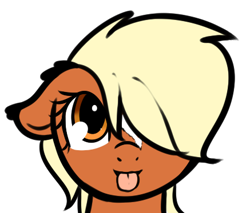 Size: 437x373 | Tagged: safe, artist:neuro, earth pony, pony, :p, cute, female, filly, floppy ears, mlem, ponified, silly, simple background, solo, tongue out, verity, white background, wholesome