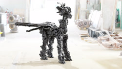 Size: 2880x1620 | Tagged: safe, artist:oleanderthehorse, oc, oc only, oc:crushingvictory, cyborg, pegasus, pony, blueprint, roboticization, solo, wip