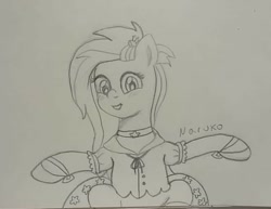 Size: 720x557 | Tagged: safe, artist:wrath-marionphauna, kerfuffle, pony, g4, my little pony: rainbow roadtrip, clothes, female, pencil drawing, smiling, solo, traditional art