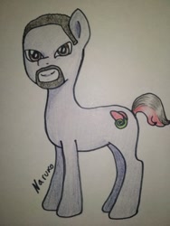 Size: 384x512 | Tagged: safe, artist:wrath-marionphauna, pony, beard, colored pencil drawing, facial hair, ponified, smiling, solo, the fresh prince of bel-air, traditional art, will smith