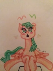 Size: 768x1024 | Tagged: safe, artist:wrath-marionphauna, oc, oc only, oc:love letters, pegasus, pony, adorble, heart eyes, marker drawing, open mouth, sketch, solo, surprised, traditional art, wingding eyes