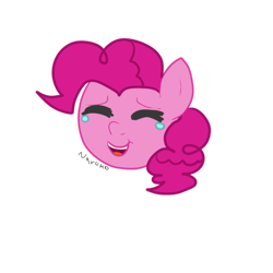 Size: 1000x1000 | Tagged: safe, artist:wrath-marionphauna, pinkie pie, earth pony, pony, g4, digital art, emoji, eyes closed, female, laughing, open mouth, simple background, smiling, solo, tears of laughter, transparent background