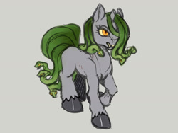 Size: 1600x1200 | Tagged: safe, artist:noupie, gorgon, pony, gray background, medusa, ponified, simple background, solo