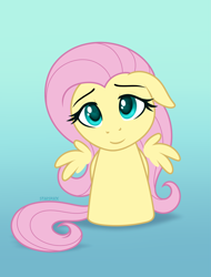 Size: 2655x3500 | Tagged: safe, artist:starshade, fluttershy, pegasus, pony, g4, chibi, cute, female, gradient background, heart, heart eyes, high res, mare, simple background, solo, wingding eyes