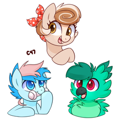 Size: 2000x2000 | Tagged: safe, artist:handgunboi, oc, oc only, oc:blue chewings, oc:cinnamon spangled, earth pony, griffon, pony, best, chew toy, earth pony oc, griffon oc, high res, simple background, white background
