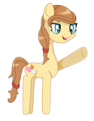 Size: 1488x1904 | Tagged: source needed, safe, artist:x-b-m-y, oc, oc only, oc:cream heart, earth pony, pony, cute, female, long neck, mare, mother, simple background, solo, waving