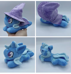 Size: 1242x1299 | Tagged: safe, artist:glacideas, trixie, g4, cape, clothes, embroidery, hat, irl, photo, plushie, smol, trixie's cape, trixie's hat
