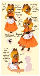 Size: 800x1520 | Tagged: safe, artist:ipun, oc, oc only, oc:decadence, anthro, arm hooves, chibi, clothes, dress, female, friendship cafe, solo