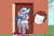 Size: 538x369 | Tagged: safe, artist:itwasscatters, oc, oc only, oc:lady lightning strike, pegasus, pony, blushing, cute, detailed background, door, doorway, female, house, letter, solo