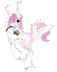 Size: 2105x2654 | Tagged: safe, artist:sadatrix, oc, oc only, oc:valentine, original species, pony, scented pony, book, bouquet, butt wings, closed species, flower, high res, simple background, solo, transparent background, wings