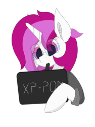 Size: 6000x8000 | Tagged: safe, artist:skylarpalette, oc, oc only, oc:skylar palette, pony, unicorn, cheek fluff, clothes, drawing, drawing tablet, ear fluff, fluffy, glasses, hoodie, horn, looking down, pen, pink eyes, pink mane, simple background, simple shading, solo, transparent background, unicorn oc, white fur