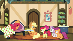 Size: 1920x1080 | Tagged: safe, screencap, apple bloom, applejack, big macintosh, scootaloo, sweetie belle, g4, growing up is hard to do, cutie mark, cutie mark crusaders, the cmc's cutie marks