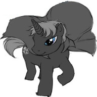 Size: 192x192 | Tagged: artist needed, safe, oc, oc only, oc:the ghost, pony, unicorn, blue eyes, cloak, clothes, male, raised hoof, simple background, smiling, solo, white background