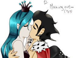 Size: 613x466 | Tagged: safe, artist:wrath-marionphauna, king sombra, queen chrysalis, human, g4, female, humanized, kissing, male, ship:chrysombra, shipping, straight