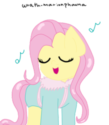 Size: 323x371 | Tagged: safe, artist:wrath-marionphauna, fluttershy, pony, g4, digital art, eyes closed, female, music notes, open mouth, simple background, singing, solo, transparent background