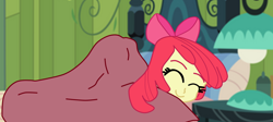 Size: 1242x556 | Tagged: safe, artist:gmaplay, apple bloom, equestria girls, g4, ass, ass up, bed, bedroom, bloom butt, butt, caption, female, in bed, sleeping