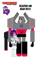 Size: 720x1199 | Tagged: safe, artist:electrahybrida, oc, oc:brain freeze, robot, equestria girls, equestria girls series, g4, crossover, decepticon, equestria girls-ified, fusion cannon, g4mers, megatron, northrop grumman b-2 spirit, seems legit, show accurate, simple background, size comparison, size difference, snowcone truck, transformers, transformers canterlot division, transparent background
