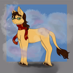 Size: 3937x3937 | Tagged: safe, artist:crazyraccoonn, pony, unicorn, clothes, harry potter, harry potter (series), high res, leonine tail, ponified, scarf, solo, tail