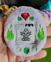 Size: 1561x1889 | Tagged: safe, artist:sew_adorkable, artist:trashkitten-plushies, spike, g4, buttons, embroidery, irl, photo, plushie, solo, tamagotchi