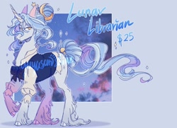 Size: 1280x927 | Tagged: safe, artist:yuyusunshine, oc, oc only, oc:lunar librarian, pony, unicorn, clothes, male, reference sheet, solo, stallion