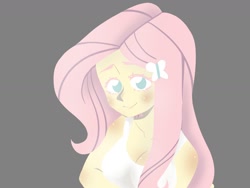 Size: 1600x1200 | Tagged: safe, artist:onyx_clarisse, fluttershy, equestria girls, g4, blushing, digital art, female, hairpin, smiling, solo
