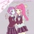 Size: 2048x2048 | Tagged: safe, artist:moh_mlp2, sour sweet, sunny flare, equestria girls, g4, blushing, clothes, crystal prep academy uniform, digital art, eyeshadow, hairpin, high res, japanese, lesbian, makeup, school uniform, shipping, sourflare, translation request, uniform