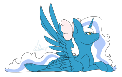 Size: 1280x814 | Tagged: safe, artist:dashie3333, oc, oc only, oc:fleurbelle, alicorn, pony, adorabelle, alicorn oc, bow, cute, female, hair bow, happy, head up, horn, looking up, lying down, mare, prone, simple background, smiling, solo, transparent background, wings, yellow eyes