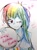 Size: 1516x2048 | Tagged: safe, artist:lemolemo_lmn, rainbow dash, equestria girls, g4, blushing, female, one eye closed, solo, traditional art, wink