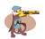 Size: 1824x1596 | Tagged: safe, artist:camo-pony, gimme moore, griffon, apron, bipedal, clothes, female, flat cap, hammer, hat, musket, simple background, solo, weapon