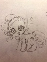 Size: 1536x2048 | Tagged: dead source, safe, artist:raimugi____, pinkie pie, earth pony, pony, g4, cute, diapinkes, female, pencil drawing, sketch, smiling, solo, traditional art