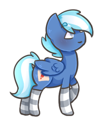 Size: 312x362 | Tagged: safe, artist:honkinoo, oc, oc only, oc:exobass, pegasus, pony, clothes, female, simple background, socks, solo, striped socks, transparent background